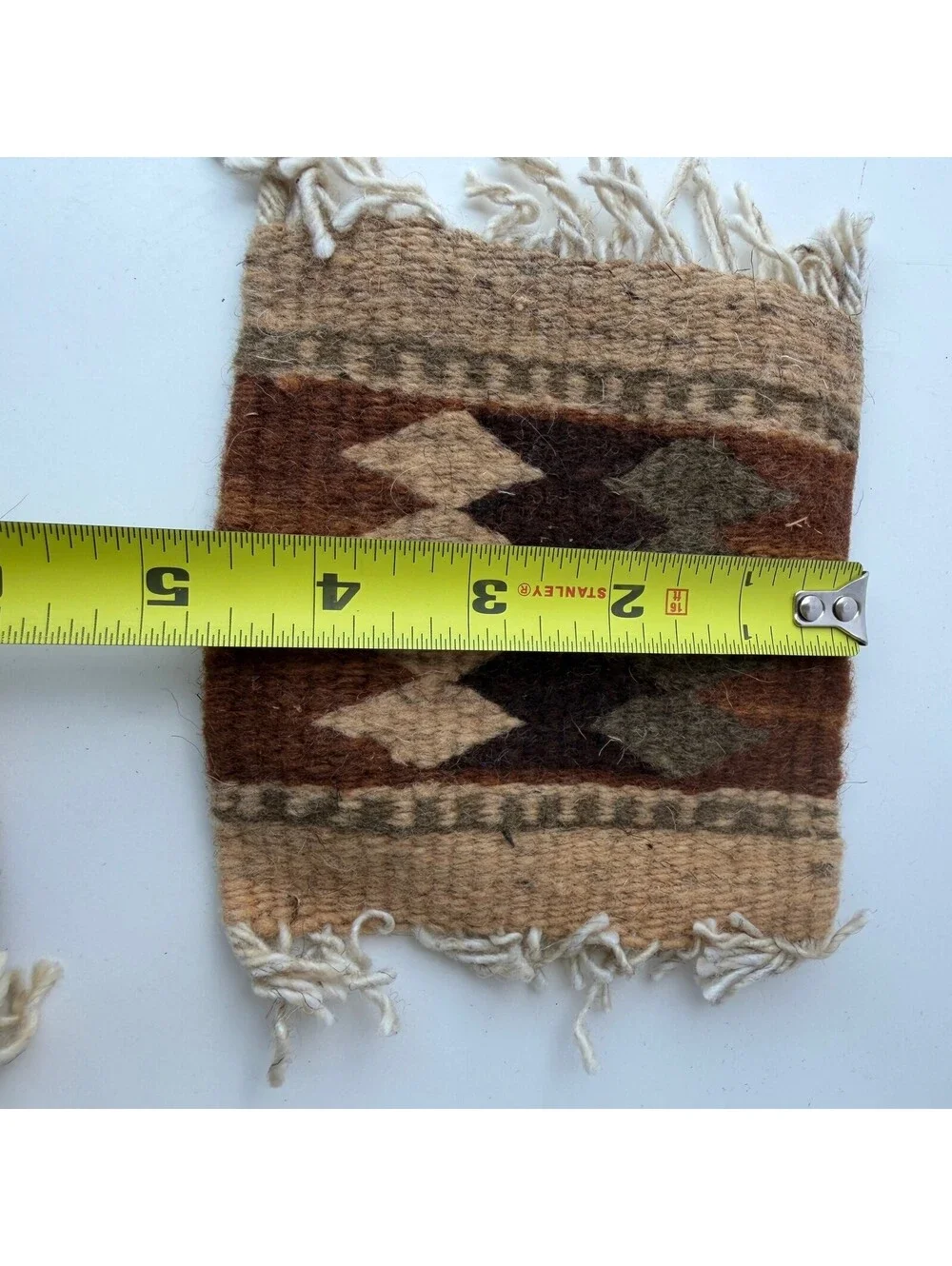 Set of 2‎ Southwestern Woven Wool Coasters Geometric Fringe Earth Tones B-9